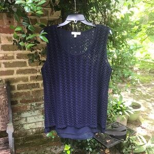Chaus- NAVY CROCHET TANK TUNIC TOP- Size- XL- EUC